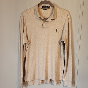 Polo by Ralph Lauren Men's Beige Long Sleeve Shirt/ Long Sleeve Pima Cotton Polo